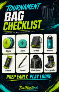 DiscFunktional tournament bag preparation poster