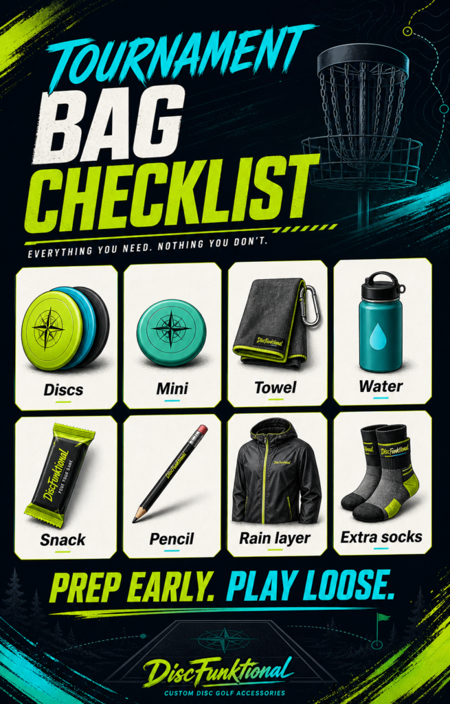 DiscFunktional tournament bag checklist poster
