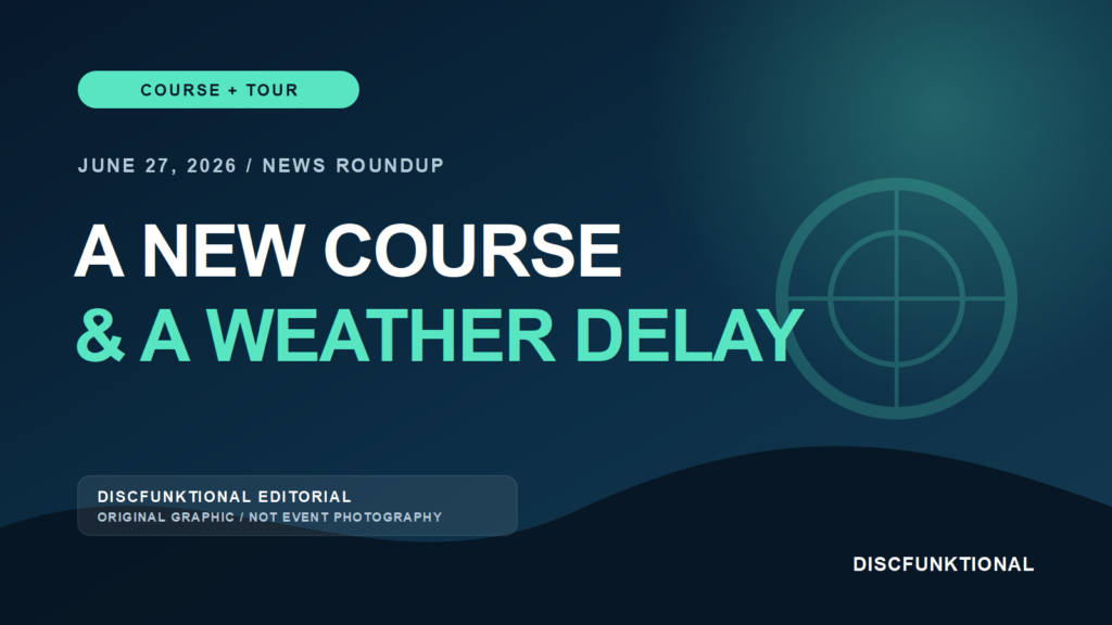 DiscFunktional editorial graphic for the June 27, 2026 Cypress Nook and Swedish Open weather roundup