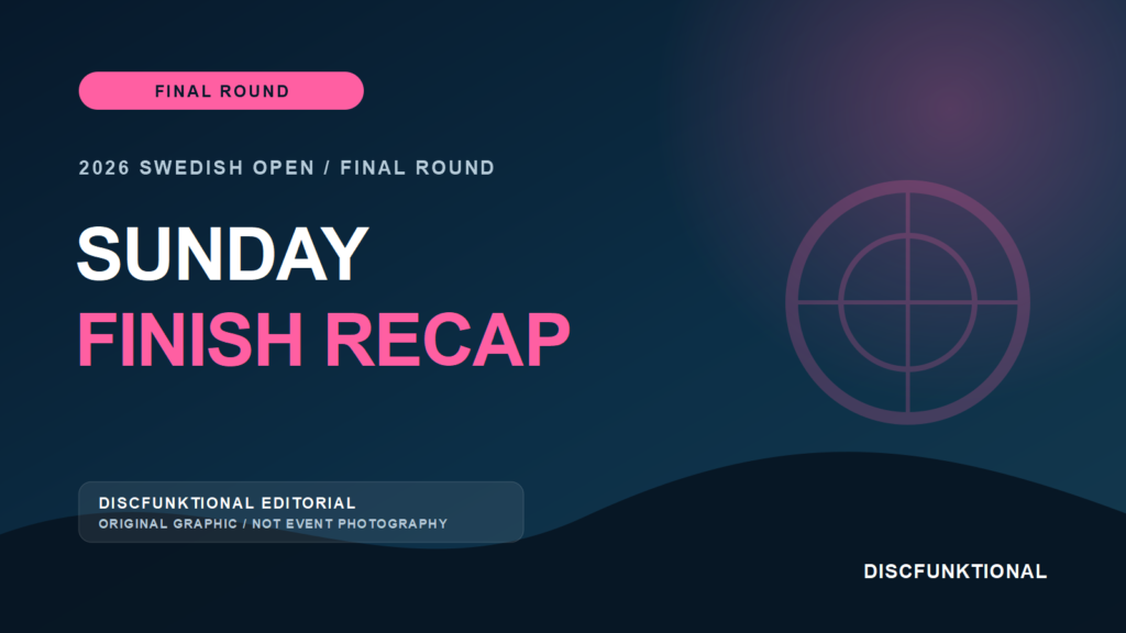 DiscFunktional editorial graphic for the 2026 Swedish Open final round