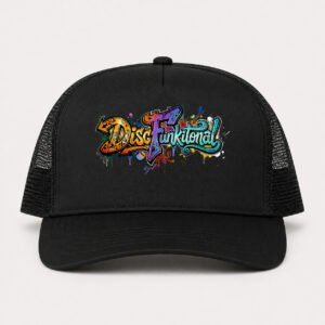 Graffiti DiscFunktional black trucker hat, front view